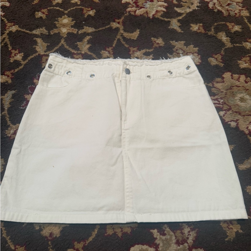 White Denim Mini Skirt